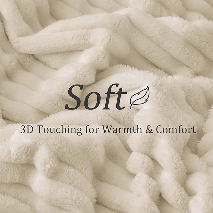 BEDELITE Ribbed King Size Blanket for Bed, Beige, 108"x90" | Ultra-Soft Plush Fleece, Warm Yet Lightweight, Ribbed Texture, Home Decor, Machine Washable, Giftable, All-Season Use