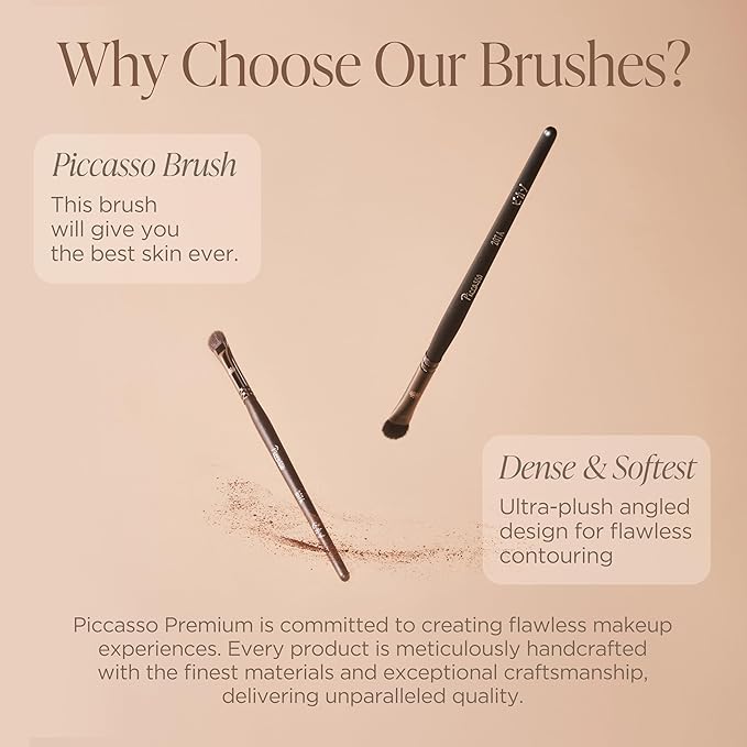 Piccasso 207A Eyeshadow Brush – Flat Rounded Eye Brush for Blending and Shading, Soft Bristles for Smooth Eye Makeup Application, Korean Eyeshadow Brush for All Eye Shapes