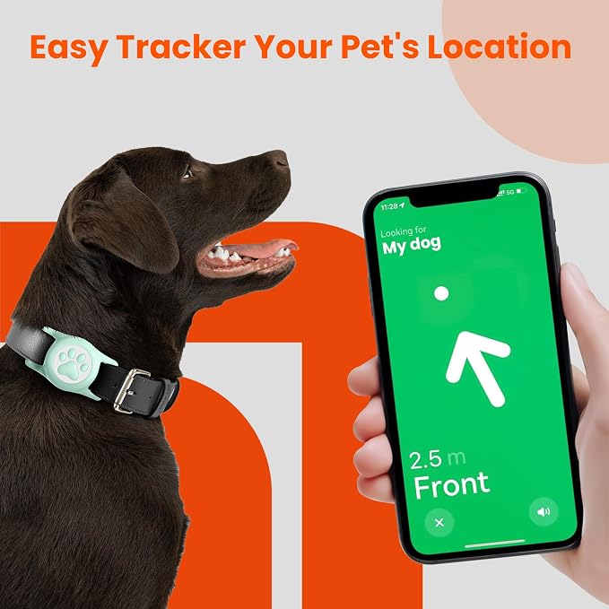 Waterproof Airtag Dog Collar Holder for Apple Air Tag, Silicone Dogs Airtag Holder for Dog Collars(Light Green)