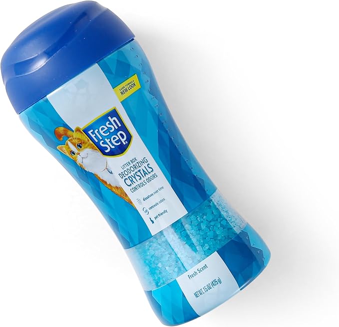 Fresh Step Cat Litter Crystals Deodorizer, Non Toxic Odor Neutralizing Crystals for Litter Boxes That Help Control Smells and Keep Home Areas Fresh, Fresh Scent, 15 Ounce - 3 Pack | Non-toxic crystals neutralize odor at the source in any litter box, ke...