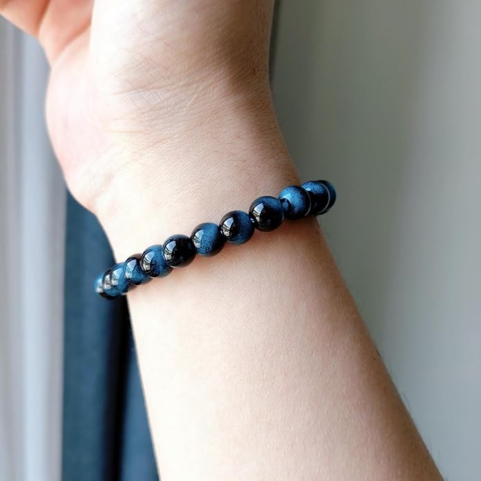 Evil Eye with Hematite Black Obsidian Tiger Eye Stone Triple Protection Bracelets for Men Women, Crystal Healing Stone Bracelet Bring Luck Prosperity and Happiness Jewelry