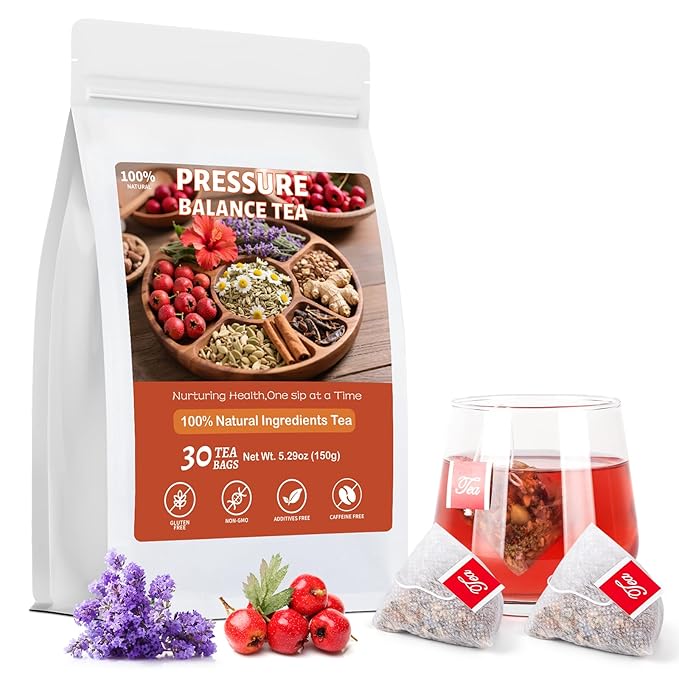 Pressure Balance Herbal Tea, Natural Traditional Chinese Herbal Teabags for Men & Women, Caffeine-Free, Sugar-Free, 9 Precious Ingredients Formula (1 Pack/30 Bags)