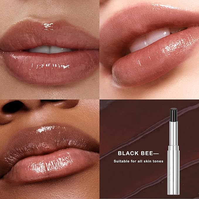 Honeynoir-Pink Honey Lipstick, Moisturizing Lip Color, Nourishing Lip Balm, Honey Noir Lipstick Suitable for All Skin Tones, Natural Lip Care, Long-Lasting Moisturization Non-Sticky (Black)