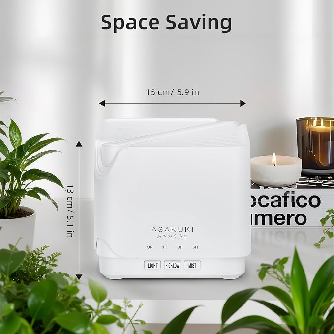 ASAKUKI Essential Oil Diffuser for Home, Large 700 ml Humidifier | Automatic Shut-Off, Quiet Aromatherapy Diffuser with 7 LED Lights for Living Room, Kitchen, Bedroom, Hotel - Pure White