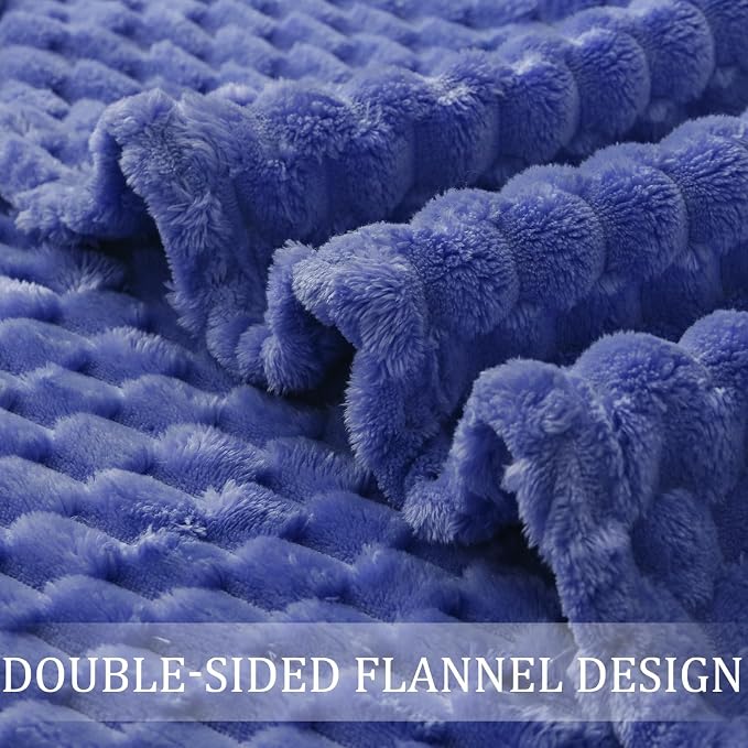 Exclusivo Mezcla Large 3D Fleece Throw Blanket for Couch, Cobalt Blue | Extra Soft Fuzzy Plush Lightweight Throws, Cozy Fluffy Decorative Blankets for All Seasons, 50x70 Inches