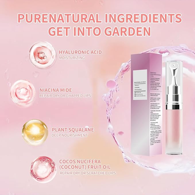 Hydrating Brightening Lip Serum, Smooth Tinted Lip Stain, Plumping Lip Gloss with Polypeptide Squalane, Brighten Dark Lips
