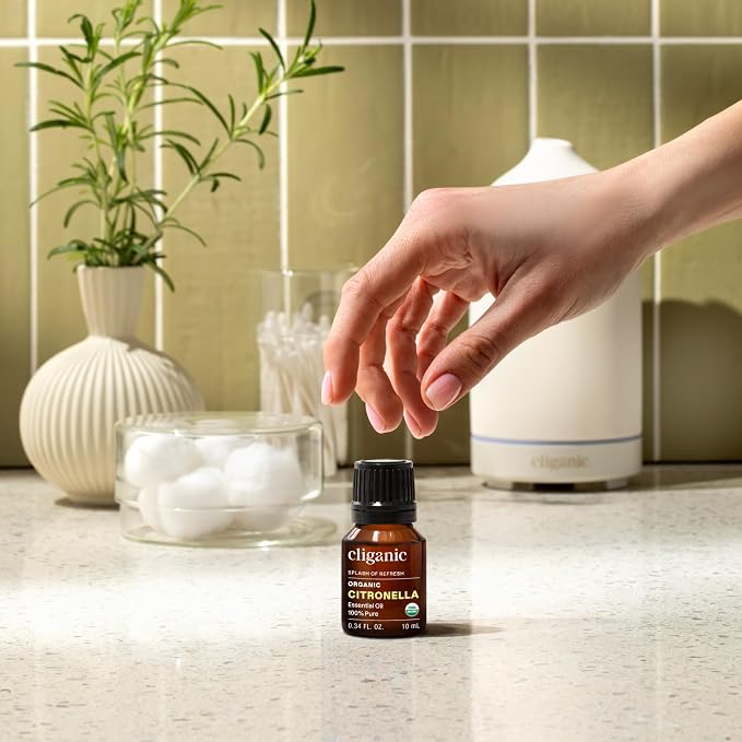 Cliganic Organic Citronella Essential Oil, 100% Pure Natural for Aromatherapy | Non-GMO Verified