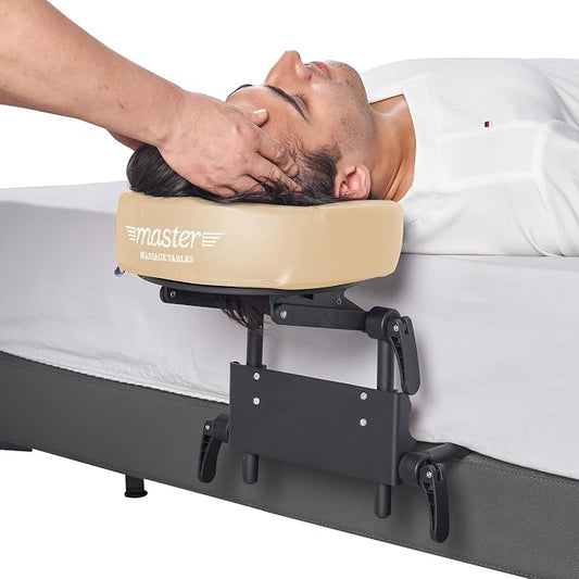 Master Massage Home Massage Headrest Kit Professional for Bed, Adjustable Headrest & Pu Face Cushion for Private Masseuse, Face Down Pillow Mattress Top Massage Kit Family Use (Cream)