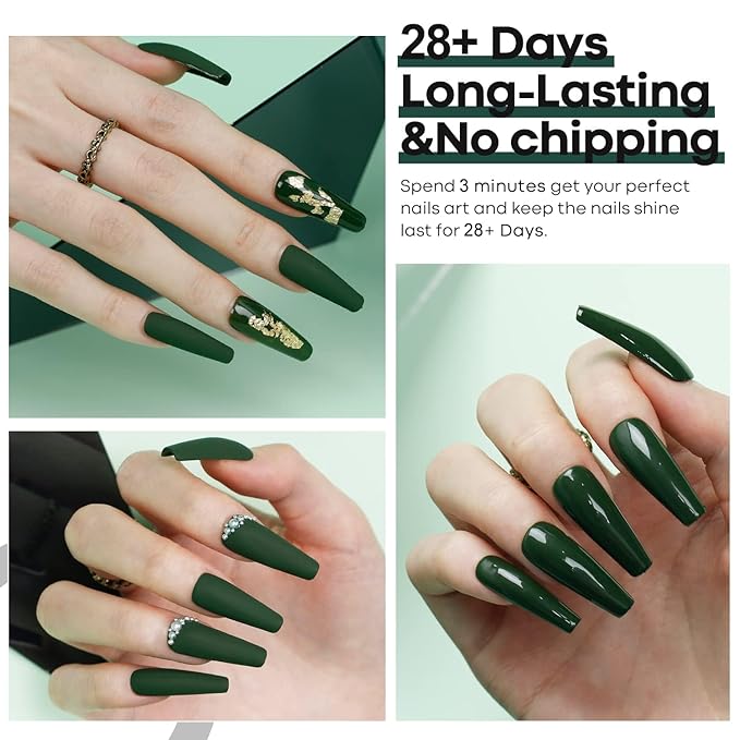 modelones Green Gel Nail Polish Emerald Dark Polish Soak Off Forest Green valentine Gel Nail Polish Nail Manicure Gifts 15 ML