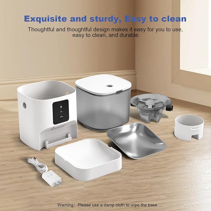 2.4G/5G Automatic Cat Feeder, 4L WiFi Food Dispenser with 10s Voice Recorder, Pet Feeder up to 10 Meals per Day, Timed Cat Feeder with Dry Food Sealed Ring