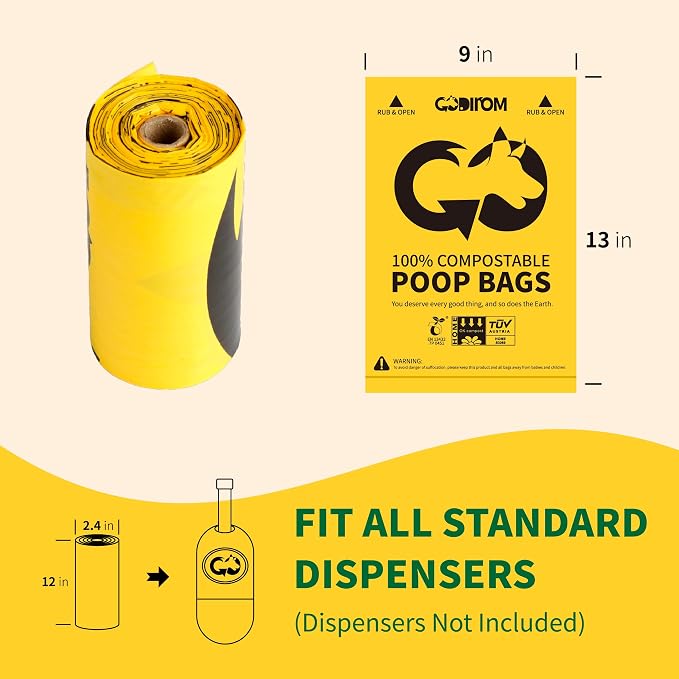 Certified Home Compostable Dog Poop Bags, 270 Extra Thick Bags (18 Rolls) | TÜV AUSTRIA Home Compost, ASTM D6400, EN 13432 & NF T51-800 Certified, Plant Based, Unscented, Leak Proof, Cornstarch