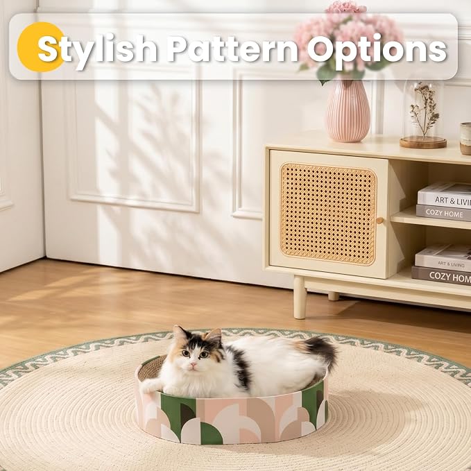 Conlun Oval Cat Scratcher Bed | Scratching Bowl Lounge for Kittens | Medium | Corrugated Cardboard Pad | Concave Shape | No Mess Enclosed Base | Serves as Couch Furniture Protector