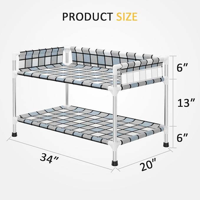 Bedside Dog Bunk Bed with Guardrail, 2 Layers Window Perch Sleeper Dogs Cot | 2-Tier Bedside Sleeper with 3-Fence, Double Elevated Human Dog Bed for Multi-Pet Households, Medium