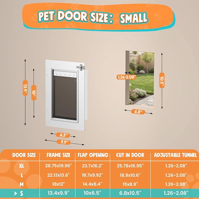 3-Flaps Aluminum Cat Door Interior Door, Pets Up to 22 lb