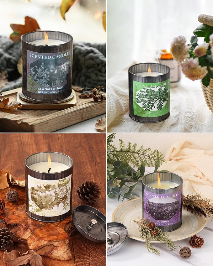 Scented Candles for Home, 8oz Soy Candle, 50H Burn, Lavender Aromatherapy, White Candle in Gift Box, Perfect for Birthday, Mother's Day, Christmas