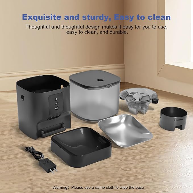 2.4G/5G Automatic Cat Feeder, 4L WiFi Food Dispenser with 10s Voice Recorder, Pet Feeder up to 10 Meals per Day, Timed Cat Feeder with Dry Food Sealed Ring