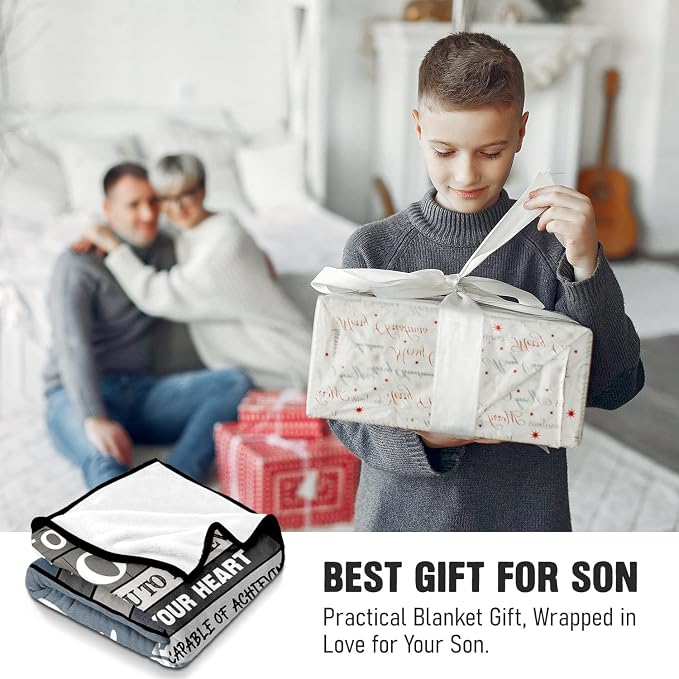 Son Birthday Gifts Ideas from Mom Dad - to My Son Blanket 60"x80" | Soft and Cozy Keepsake Blanket Thoughtful Gift on Christmas Valentines Day Fathers Day Birthday