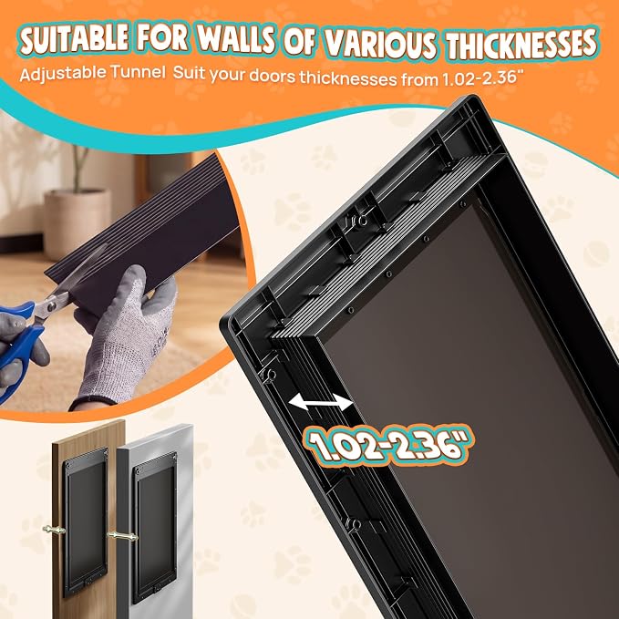 3-Flaps Plastic XL Dog Door for Door, Pets Up to 220 lb | Upgraded Aluminum Locks & Metal Screws, Insulated Flap, Closing Panel, Easy Install for Interior & Exterior Doors