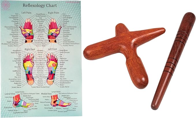 CCcollections Wood Therapy Massage Tools, Reflexology Wooden Stick Tool, Traditional Equipment for Relieving Muscle Pain Body Lymphatic Drainage Massager - (Set E)
