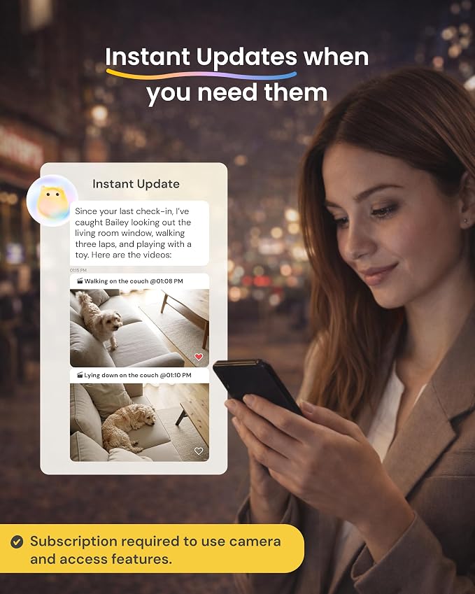 Furbo Mini 360° Pet Camera [Paid Plan Required to Activate] | Stay connected with AI Pet & Home Safety Alerts, 2K QHD View, Auto-Tracking, Video History, 2-Way Audio, Paid Plan Required