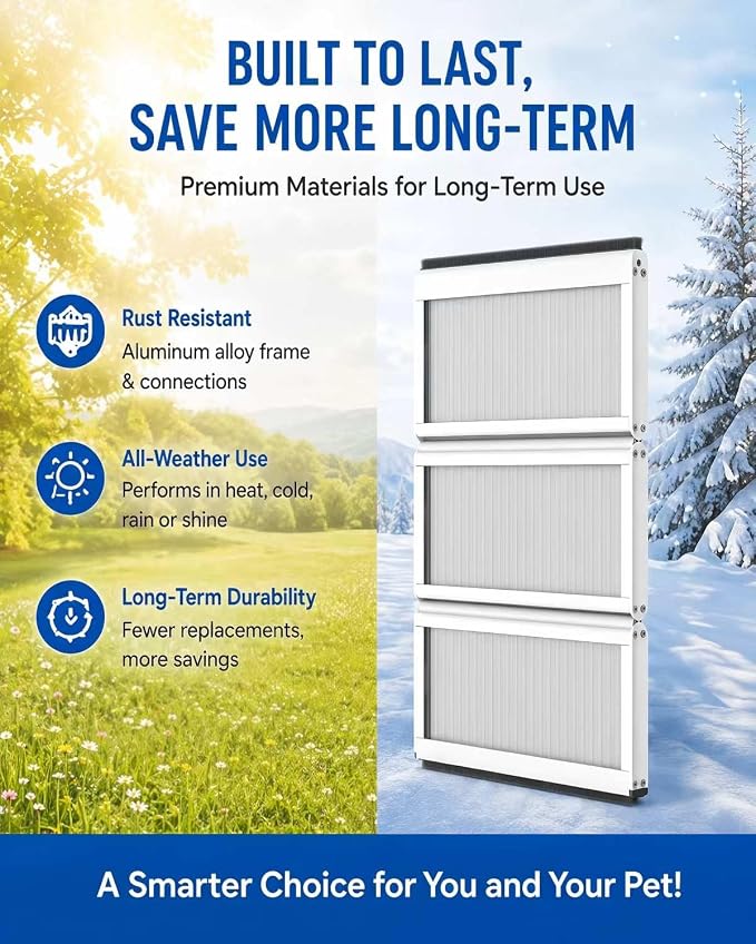 3-Panel Airseal Pet Door Flap 10.25x15.75in XL, Metal Connection