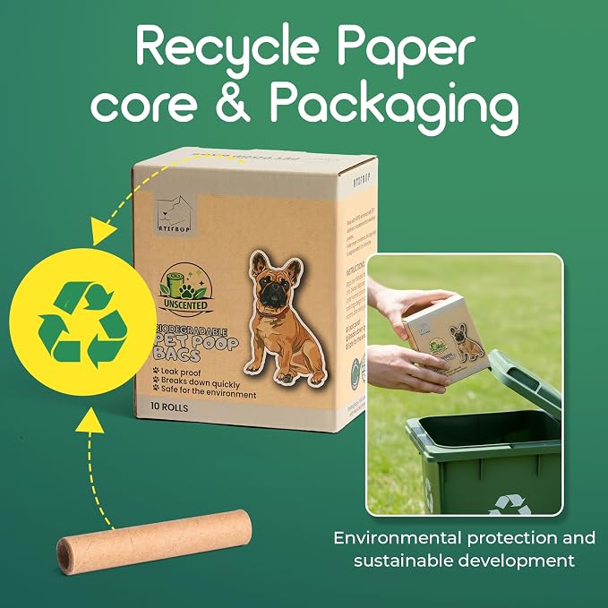 ATIFBOP Biodegradable Dog Poop Bags 150 Counts with Dispenser | Leak Proof, Extra Thick, with Dispenser