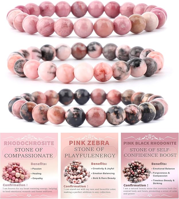 NCB 2.3-Piece 4mm Natural Crystal Gemstone Stretch Bracelets – Handmade Reiki Energy Healing Jewelry for Meditation,Yoga, Unisex