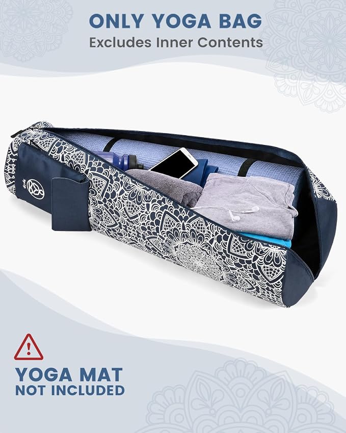 Gonex Yoga Mat Bag, Yoga Mat Carrier Full-Zip Exercise Yoga Mat Carry Bag for Women Men with 2 Multi-Functional Storage Cargo Pockets Extra Wide Adjustable Shoulder Strap
