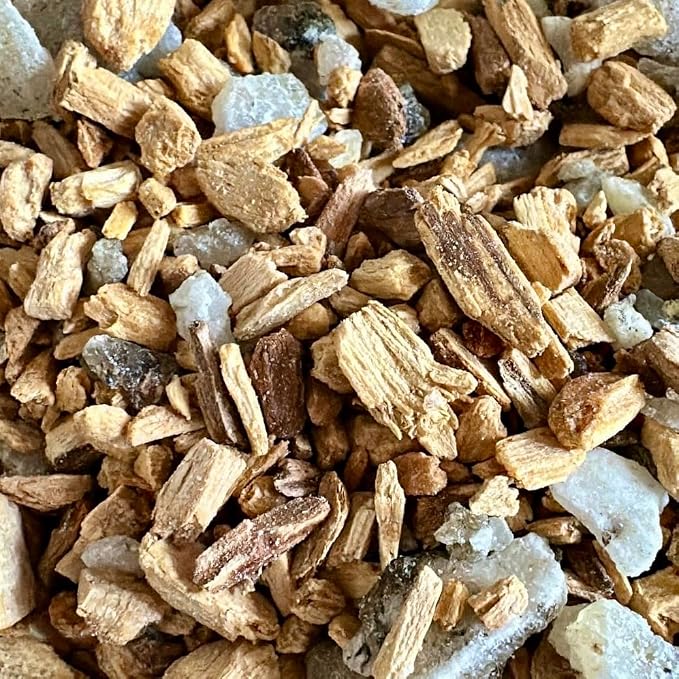 Natural Resin, Herbs & Essence Meditation Mix - Copal & Palo Santo Sacred Blend with Warm Woodsy Aroma - Loose Incense for Cleansing Rituals, Ceremonies & Home Fragrance - 1.19 oz.