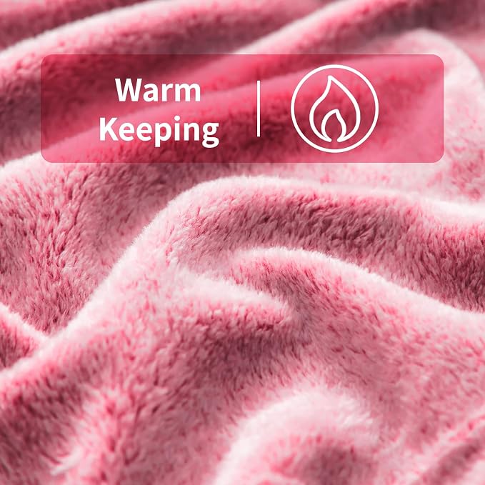 Flannel Fleece Leopard Print Throw Blanket Super Soft Lightweight Fluffy Twin Blankets for Couch, 60"X80",Hot Pink