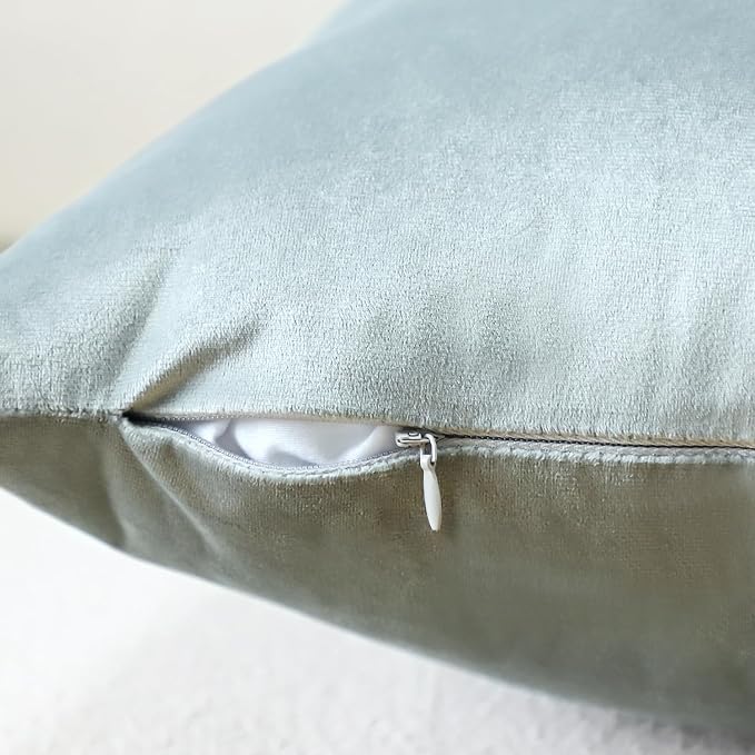Artscope Luxury Velvet Pillow Covers Super Soft Decorative Square Throw Pillow Covers Case Cushion Covers for Sofa Couch Bedroom Car Decor 22x22 Inch Light Grey