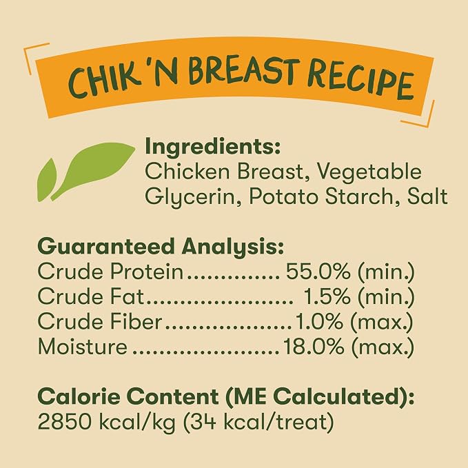 Pet 'n Shape Chik 'n Breast Jerky Dog Treats - 2 Pound | Premium chicken breast recipe, Limited ingredients, Wheat and soy free, Training reward, For all life stages, High protein