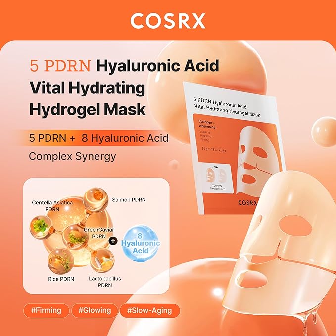 COSRX 5 PDRN Hyaluronic Vital Gel Mask Single 34g x 1EA, Overnight Face Mask, Travel Essentials, Korean Skincare
