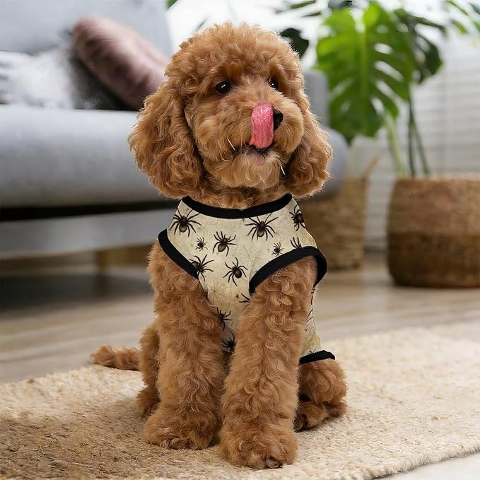Halloween Pet Vest Black Spider Pet Shirts Large | scary insect Dog Shirt Vest cute pet Sleeveless Vests Ice Silk Dog T-Shirts holiday Dog Clothes Halloween Canine Wear