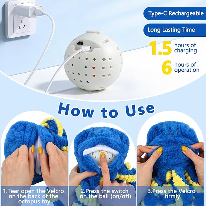 ETACCU Interactive Dog Toys Octopus, Moving Dog Toy to Keep Them Busy