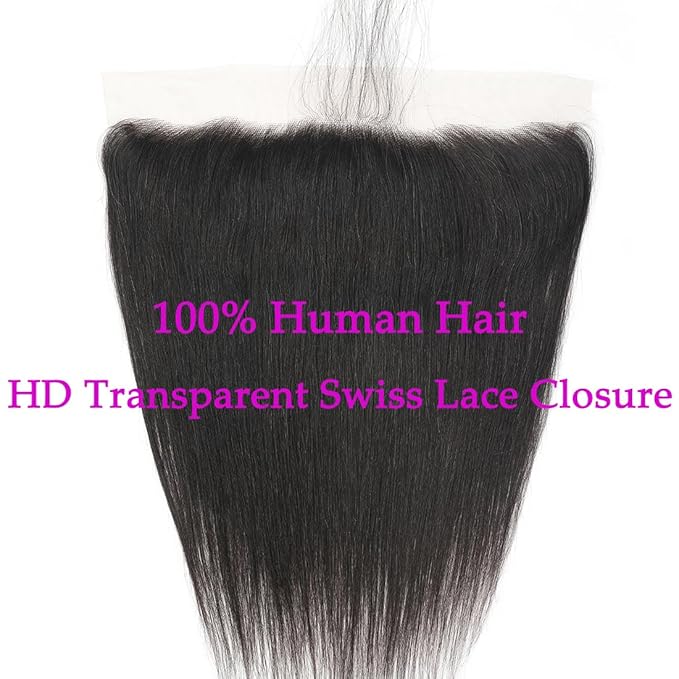 13x4 Skinlike HD Lace Frontal Closure Straight Human Hair Ear to Ear Frontal 18inch Brazilian Straight Virgin Human Hair Pre Plucked Natural Hairline Nature Black