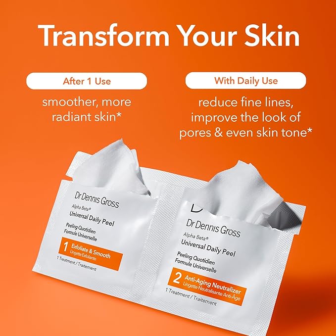 Dr. Dennis Gross Alpha Beta Universal Daily Peel: for Uneven Tone or Texture and Fine Lines or Enlarged Pores, (60 Treatments)