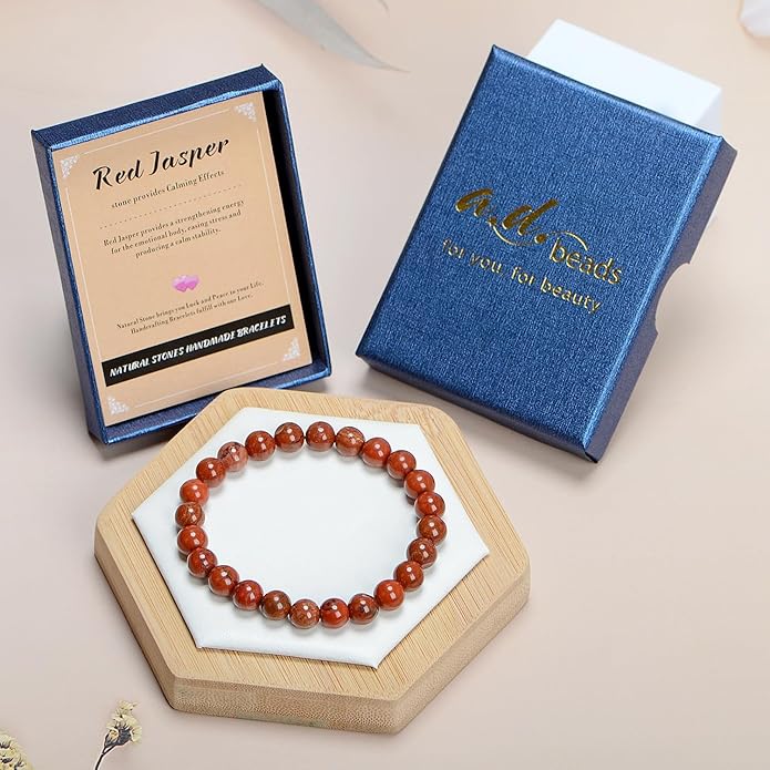 AD Beads Handmade Gemstone Stretch Elastic Bracelet Crystal Healing Reiki Nature's Beauty and Spiritual Essence Unisex