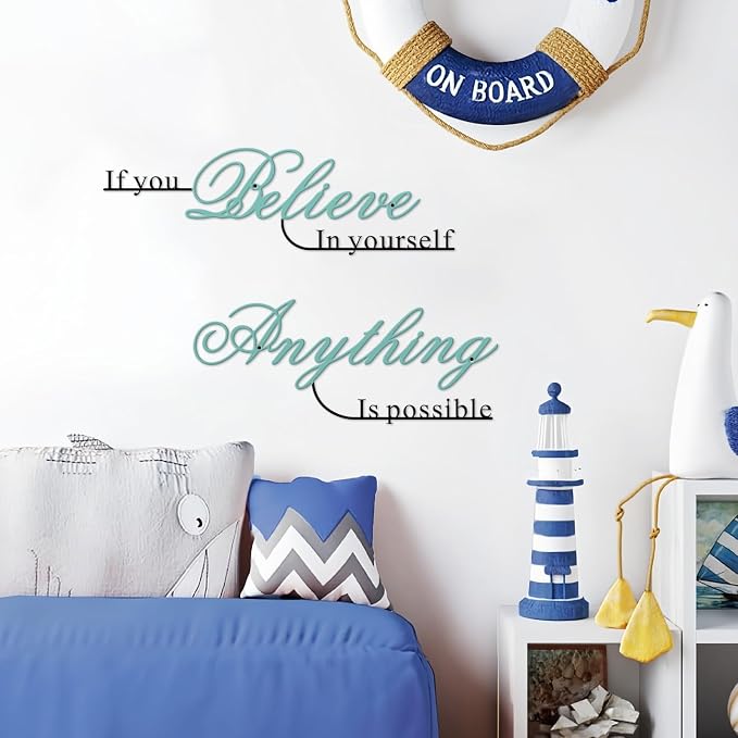 Resama If You Believe in Yourself,Anything is Possible Wall Art Decor 2 Pcs Metal Inspiration Encouragement Wall Art Sayings Black Inspirational Quotes Hanging Decoration(Colorful)
