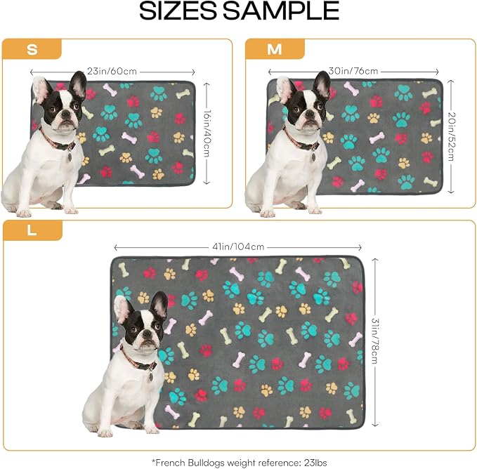 Luciphia 3 Pack 3 Blankets Fluffy Premium Fleece Pet Blanket Flannel Paw Printed Throw for Dog Cat(Small 23x16'', Grey/Brown/Blue)