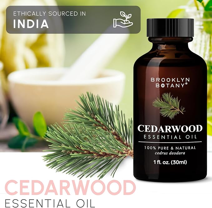 Brooklyn Botany Cedarwood Essential Oil - 100% Pure and Natural - Premium Grade Oil with Dropper - for Aromatherapy and Diffuser - 1 Fl Oz