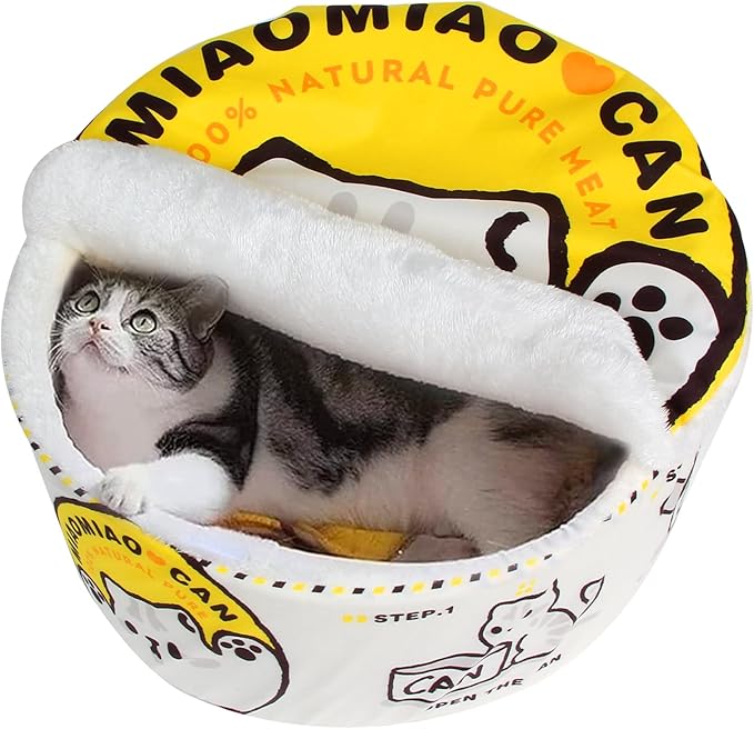 寵幸 Ramen Noodle Cat Bed, Soft Warm Washable for Cats Dogs | Creative Pet Nest, Indoor Use, Removable Cushion, Multi-Size Fit, Dog & Cat Dual Use