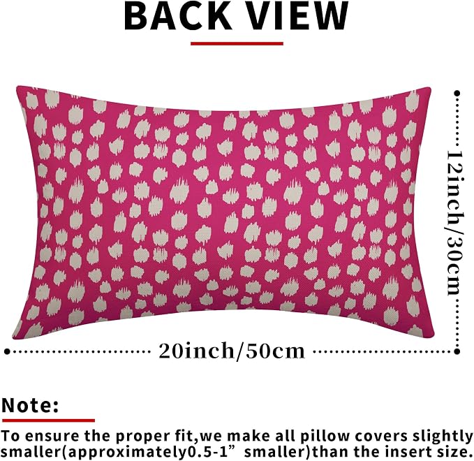 Sweetshow Hot Pink Cream Dots Lumbar Pillow Covers 12x20 Set of 2 Boho Design Polka Dot Print Throw Pillows Modern Outdoor Decorative Pillowcase Rectangle Linen Cushion Cases Decor for Sofa Couch Bed