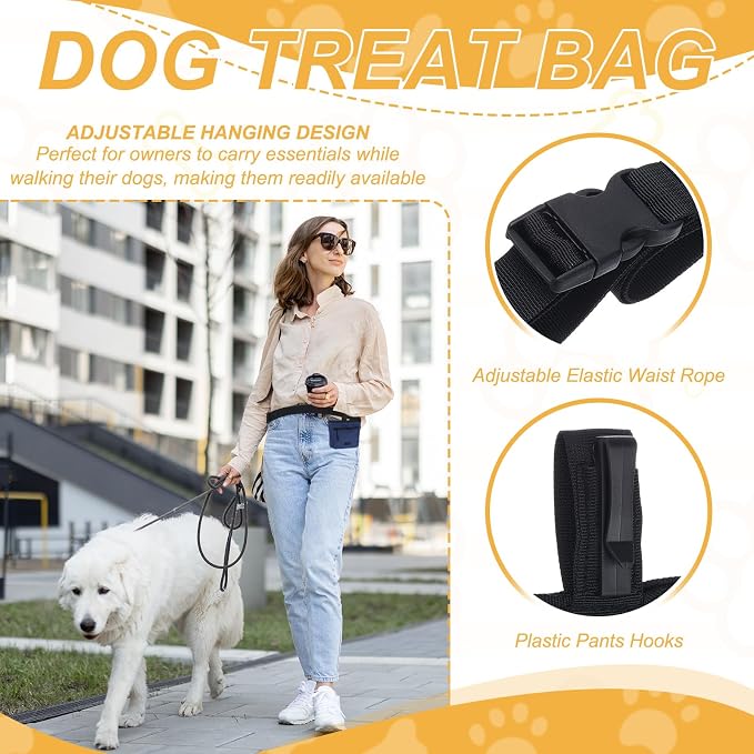 Dog Treat Pouch, Pet Puppies Pouch for Dog Training Behavior Small Fanny Zipper Holder with Belt Portable Reusable (1Pcs, Navy Blue), for Outdoor/Walking/Pets Feed Snack Reward