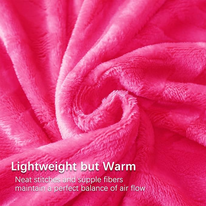Whale Flotilla Flannel Fleece Fall Throw Blanket for Couch, Hot Pink | Lightweight Breathable Soft Sofa Throws, Plush Fluffy Chevron Design Decorative Blankets for Home Life, 50x60 Inch
