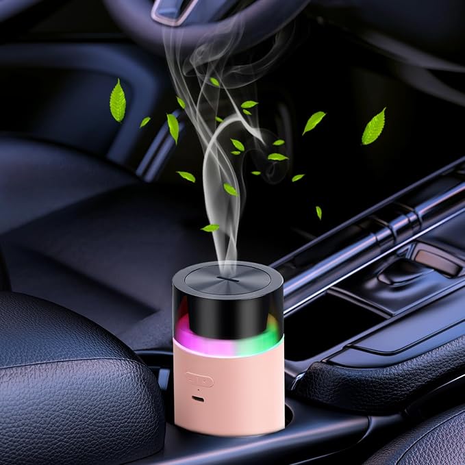 HODEMI Cordless Diffuser for Essential Oil,Portable Cool Mist Aromatherapy Car Diffuser,Built-in 3000mAH Rechargeable Battery,4/8 Timer Modes, Auto On/Off with Car,for Home,Office,Travel (Pink)