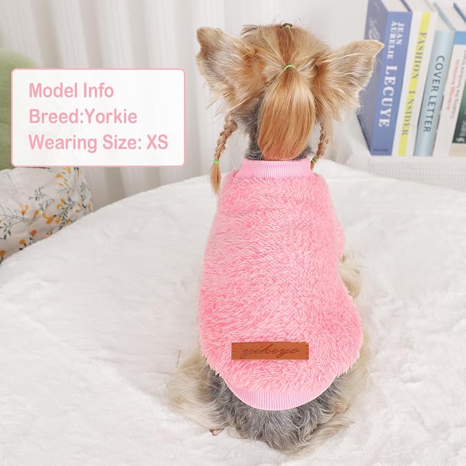 Dog Sweater Sweaters for Small Dogs Girl Purple Fleece Clothes Winter Soft Thickening Warm Puppy Boy Teacup Yorkie Chihuahua (M,Pink)