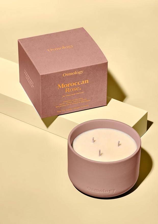 Moroccan Rose Aromatherapy Candle – Rose, Tonka Bean & Musk Scented Candle, Plant-Based Wax, 15.8 oz, 60 Hour Burn Time, Floral & Musky Candle