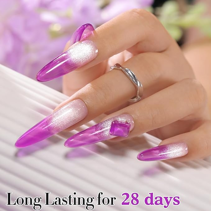 Double Rhythm 0.5 Oz Jelly Gel Polish Same Color Same Bottle Sheer Neutral Natural Light Milky Pastel 15ML Translucent Polish Art DIY at Home (Purple-A1613)