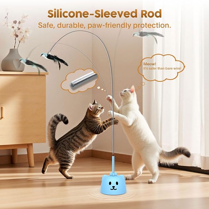 Interactive Cat Toys for Indoor Cats, 360° Automatic Spin Flying Bird Wand